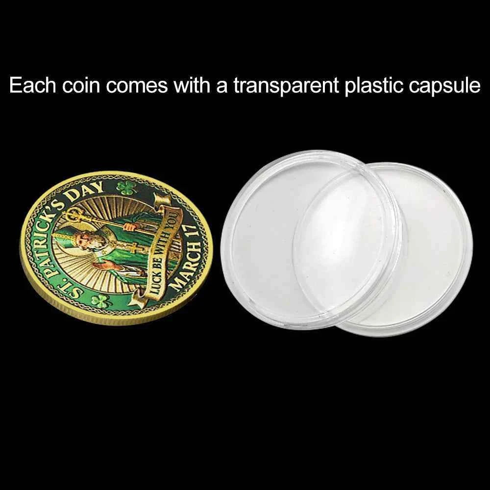 St. Patrick’s Day Commemorative Coin Lucky Four Leaf Clover Metal Challenge Coin March 17 Collectible Gift