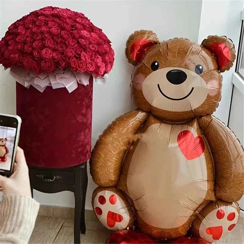 1pc Large Bear Foil Balloon - Birthday Wedding Party Decoration, Huge Aluminum Film Balloon for Event Background