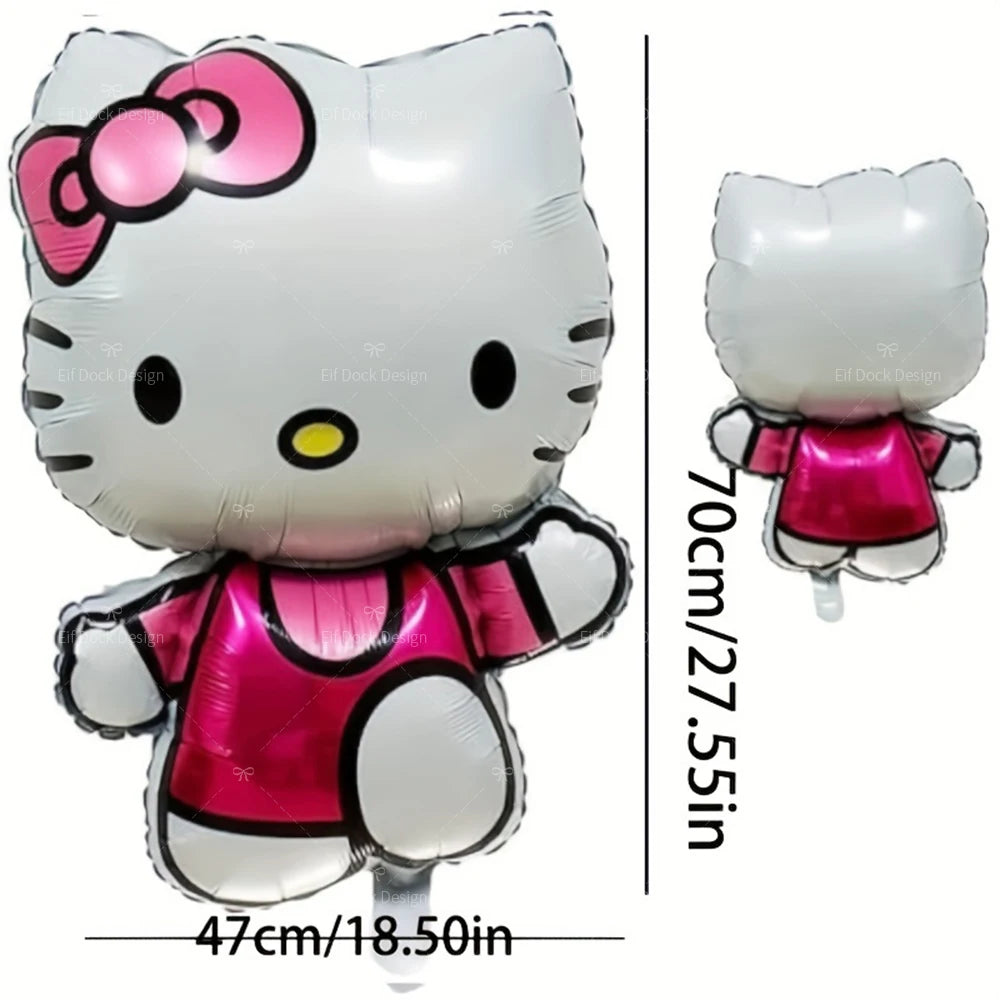 Cartoon Party Balloon Decoration Cute Hello Kitty Birthday Kids Theme Scene Layout Hello Kitty Room Decor Kawaii Gift for Girls