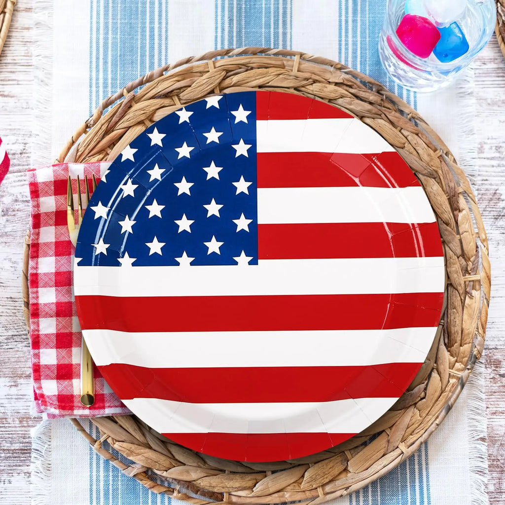 120 Pcs American Flag Disposable Tableware Plates, Cups, Napkins For USA Patriotic Theme Party, 4th Of July, Independence Day