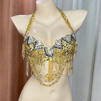 The Stardust Prism Sirena – Deluxe Beaded & Sequined Belly Dance Bra Top