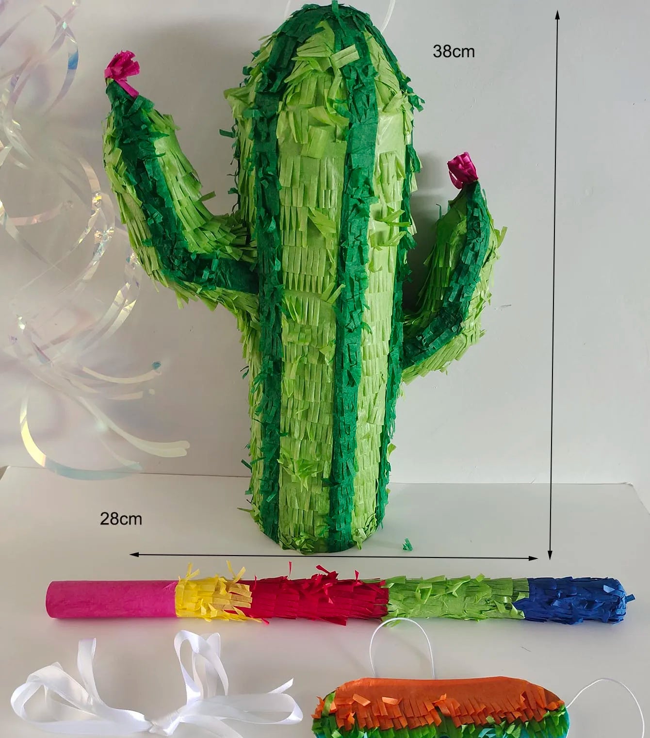 1Set/BOX  Cactus Pinata with Blindfold Bat Piñata Fiesta Cactus Pinata for Birthday Party, Mexican Carnivals Festiva