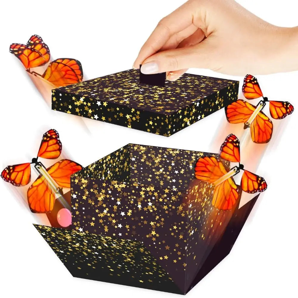 New Happy Birthday Creative Surprise Flying Butterfly Box Prank DIY Butterfly Explosion Gift Box Party Decorations