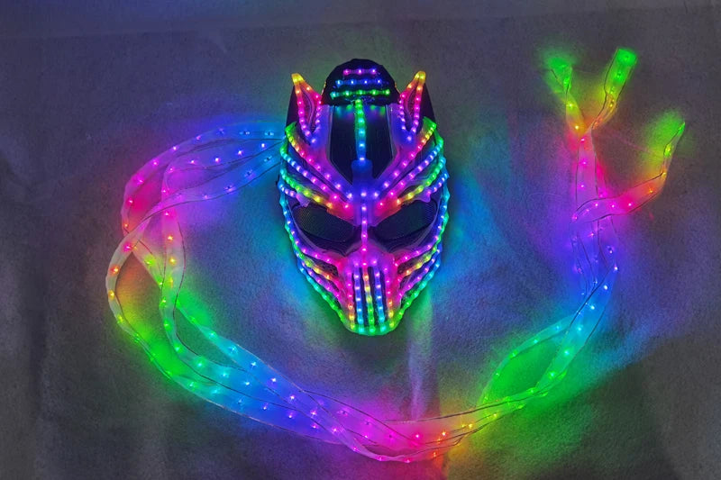 Female LED Helmet Monster Luminous Hat Light Illusion Cat Woman Black Panther Mask for Performance LED Robot Performance - Big Tim's Magic Emporium