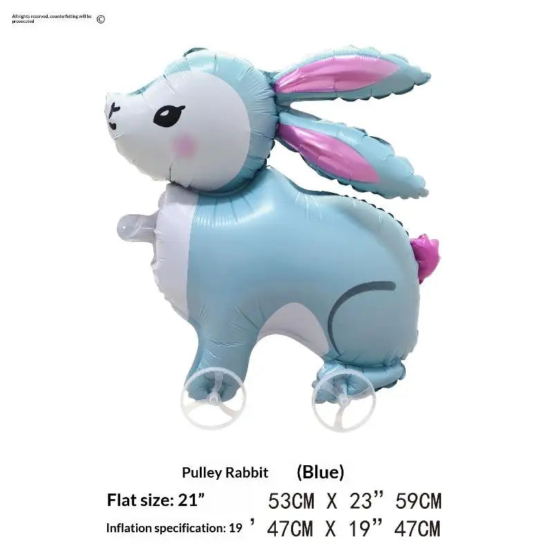 For Kids Birthday Party Decoration Baby Shower 4D Cartoon Foil Balloons Elephant Stand Walking Balloon With Wheel