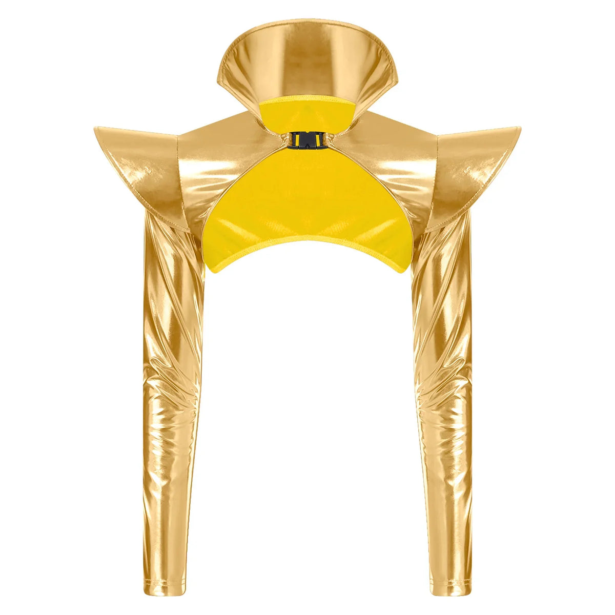 Metallic Shoulder Armor Shrug Crop Top & Sleeves Futuristic Pauldron Stage Costume