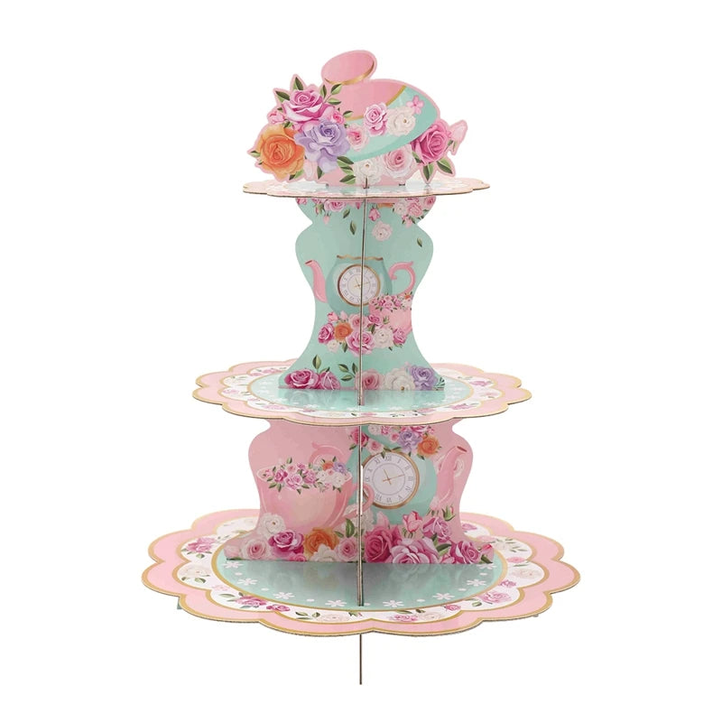 Pink Tea Party Cake Stand Birthday Party Decoration Kids Baby Shower Party Supplies Wedding Table Decor Afternoon Tea Party - Big Tim's Magic Emporium