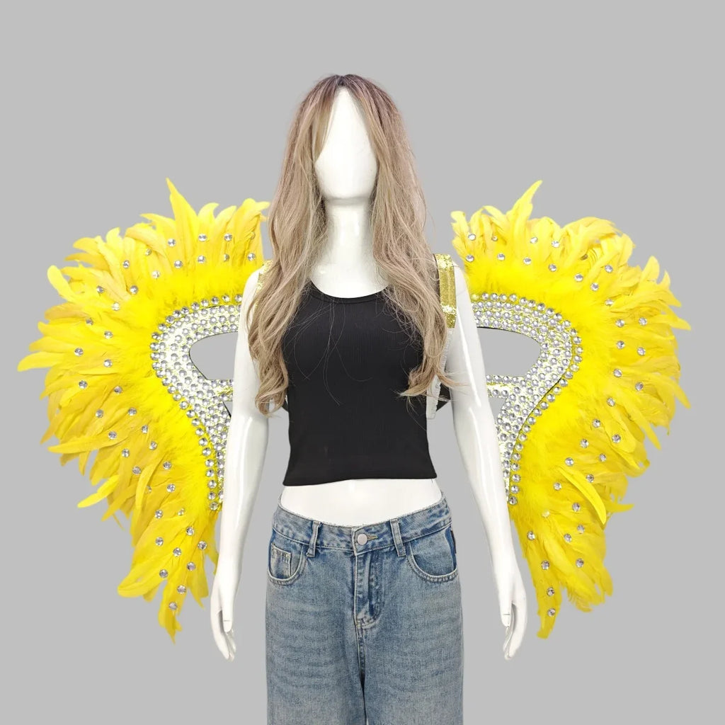 Artisanal Feather Angel Wings Statement Backpiece Runway & Carnival Costume Prop
