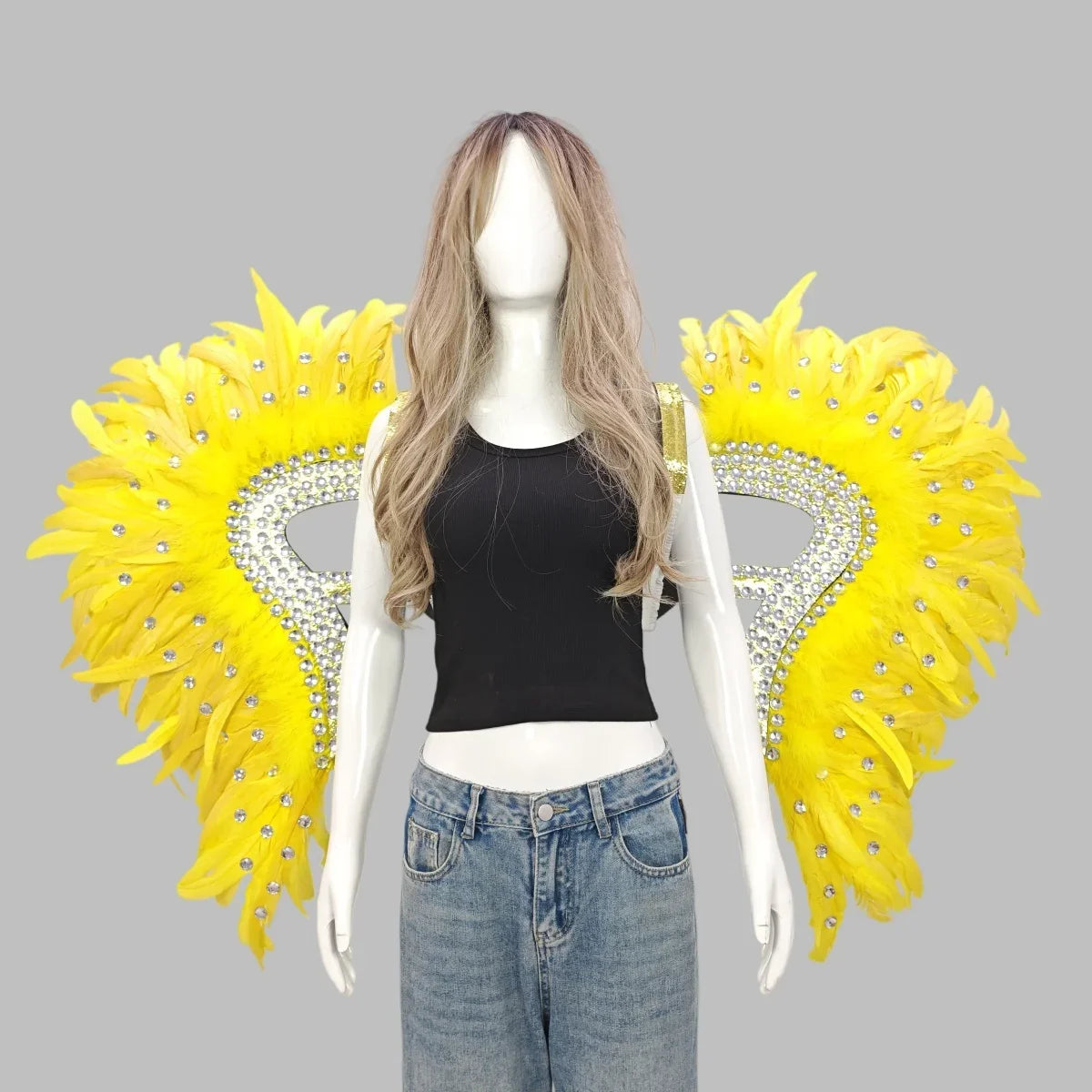 Artisanal Feather Angel Wings Statement Backpiece Runway & Carnival Costume Prop