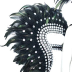 Carnival Elegant Ladies Feather Headdress Wings Two-Piece Role Play Catwalk Halloween Masquerade Carnival Party Suit