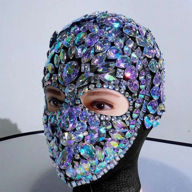 Super Shiny Rhinestone Full Face Headwear Mask