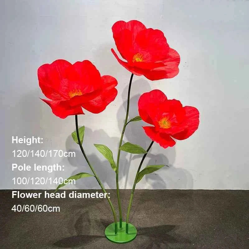 Wedding Artificial Flowers Paper Poppy Flower Wall Garden Decoration Photography Props Window Display Party Supplies Home Decor
