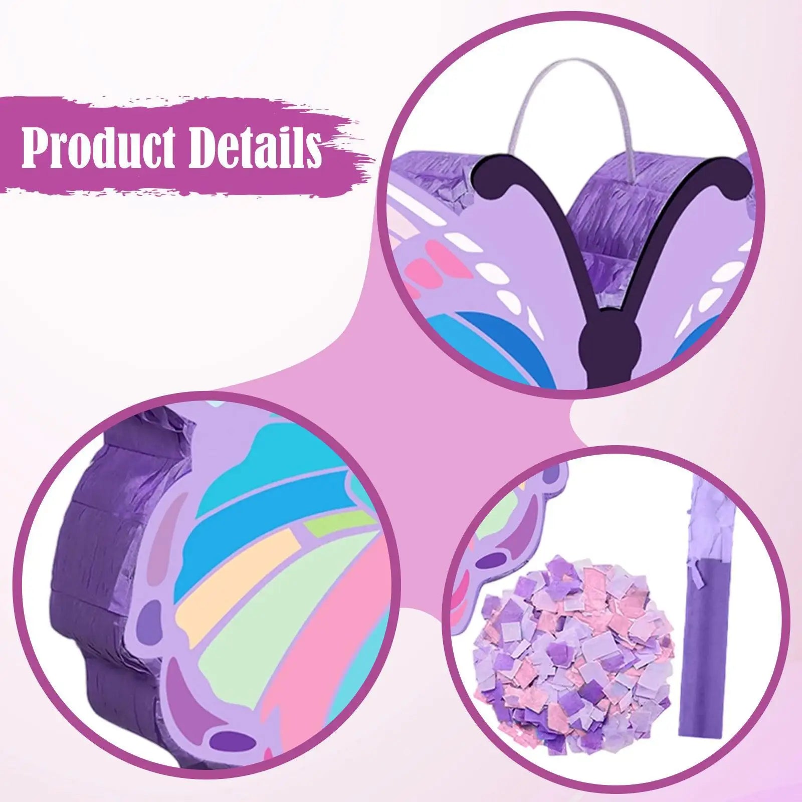 Butterfly Pinata Decorative Home Decoration Confetti Paper Pull String Pinata for Birthday Girls Boys Summer Celebration Festive