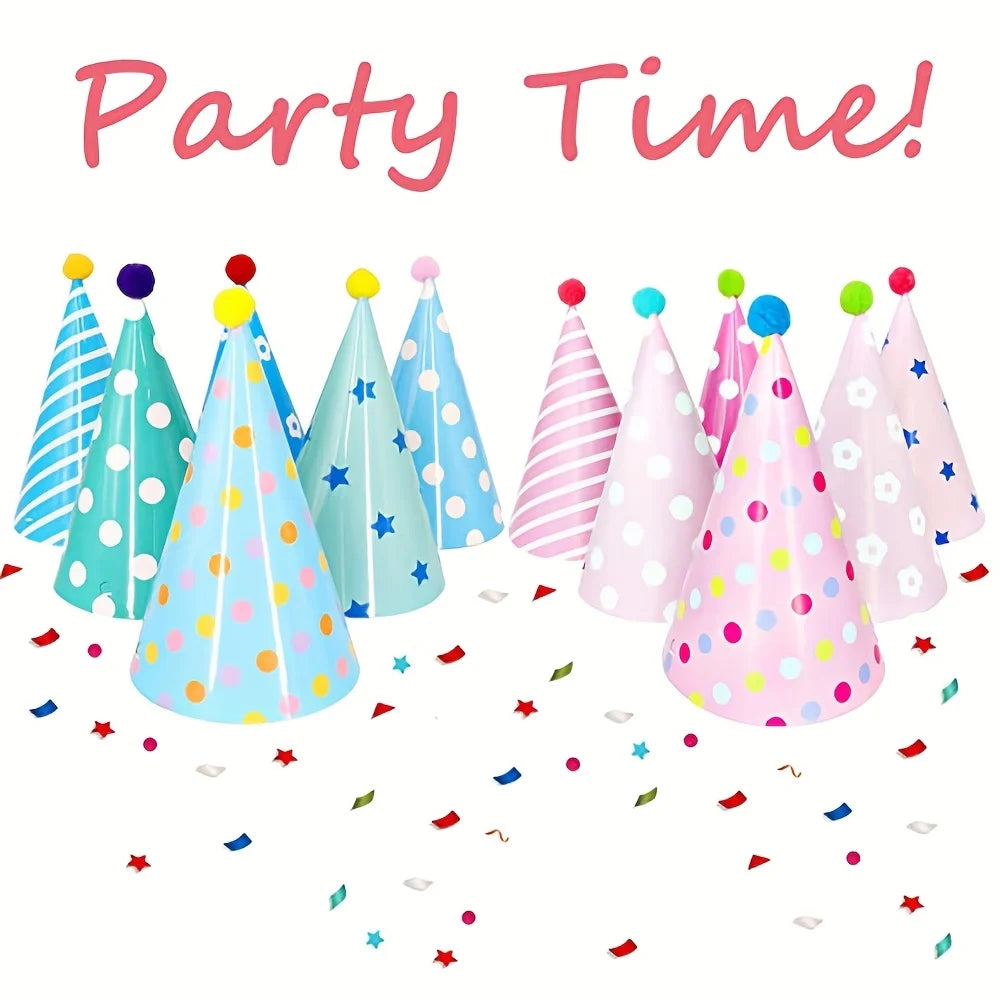 12/24PCS Colorful Party Paper Hats For Birthday Wedding Anniversary Generaling Party Paper Hats Party Selfie Decoration - Big Tim's Magic Emporium