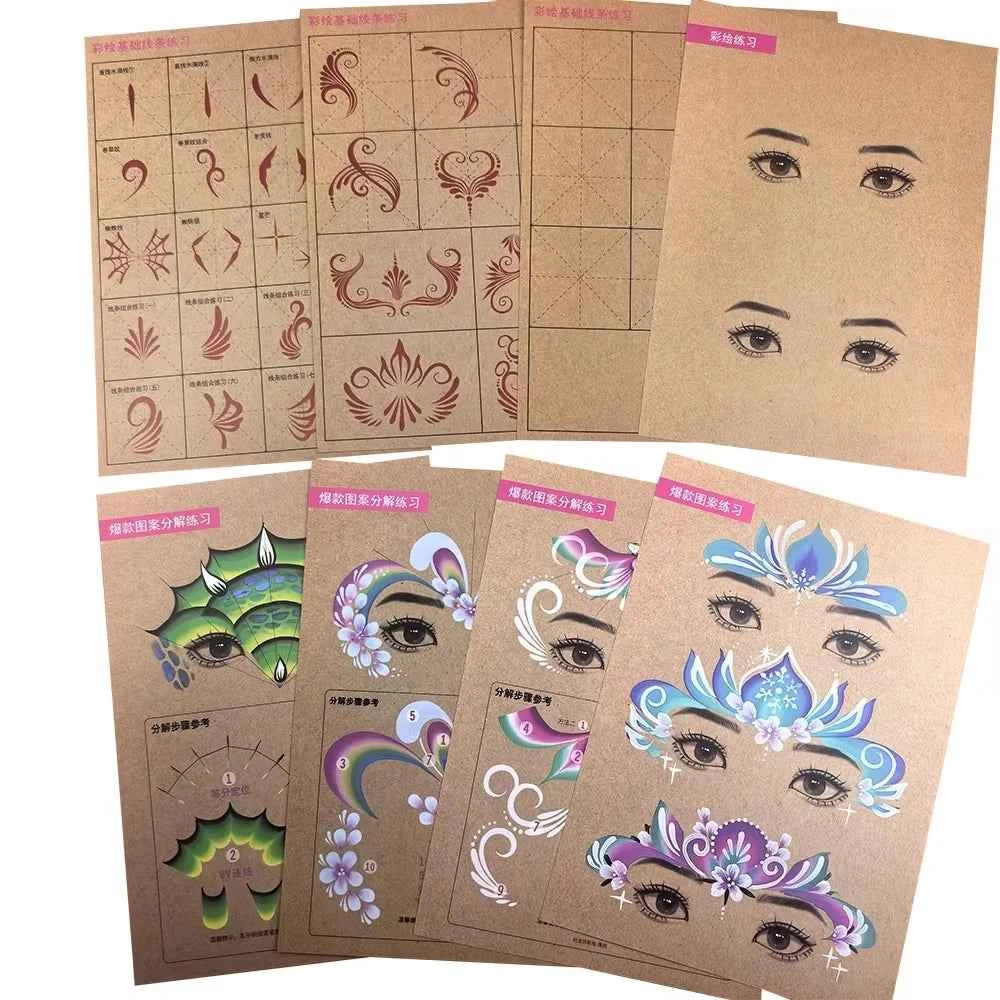 Face Painting Practice Board Copy Practice Suitable For Newcomers To Learn Washable and Reusable Body Painting Practice Template