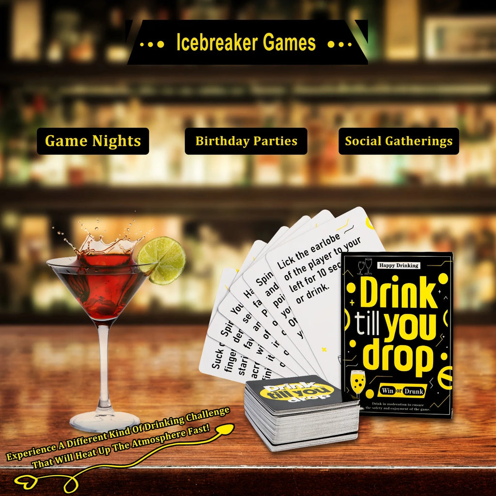 Drink Till You Drop Party Board Game Cards – Fun Social Drinking Game for Family Gatherings, Friend Gatherings & Team Building - Big Tim's Magic Emporium