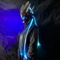 Cyber Punk Mask Mech Warrior Cosplay Helmet With LED Color Screen With Light Up Braids Cosplay Helmet Halloween Party Props Gift - Big Tim's Magic Emporium