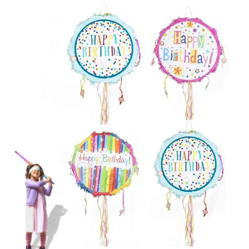 1pcs Happy Birthday Pinata Children's Birthday Party Game Props with Stick Kids Adult Birthday Party Decoration Pinata Toys 43cm