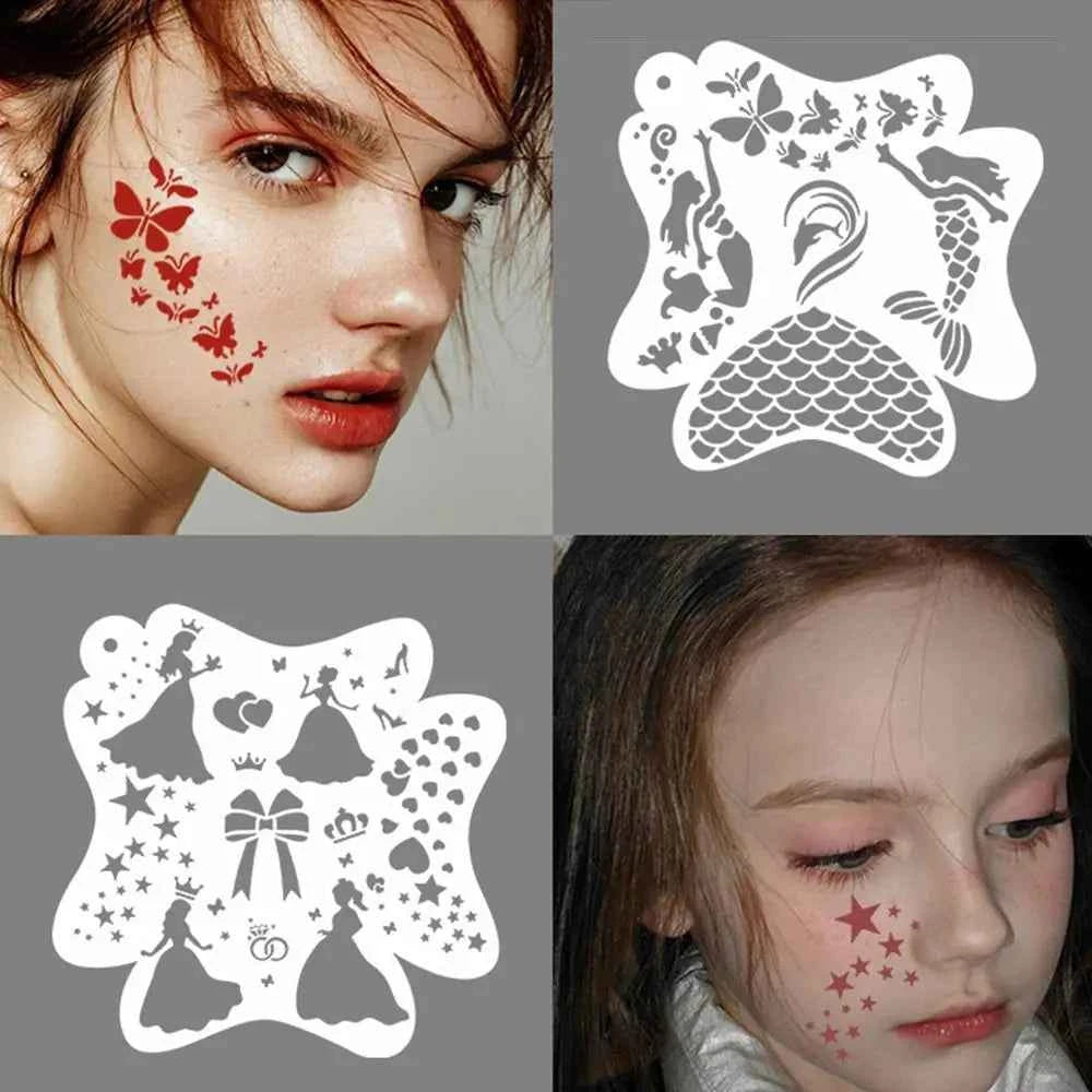 Face Paint Stencils Professional Body Art Paint Stencils Reusable for Adults Kids Easily Use Templates for Parties Makeup Tools