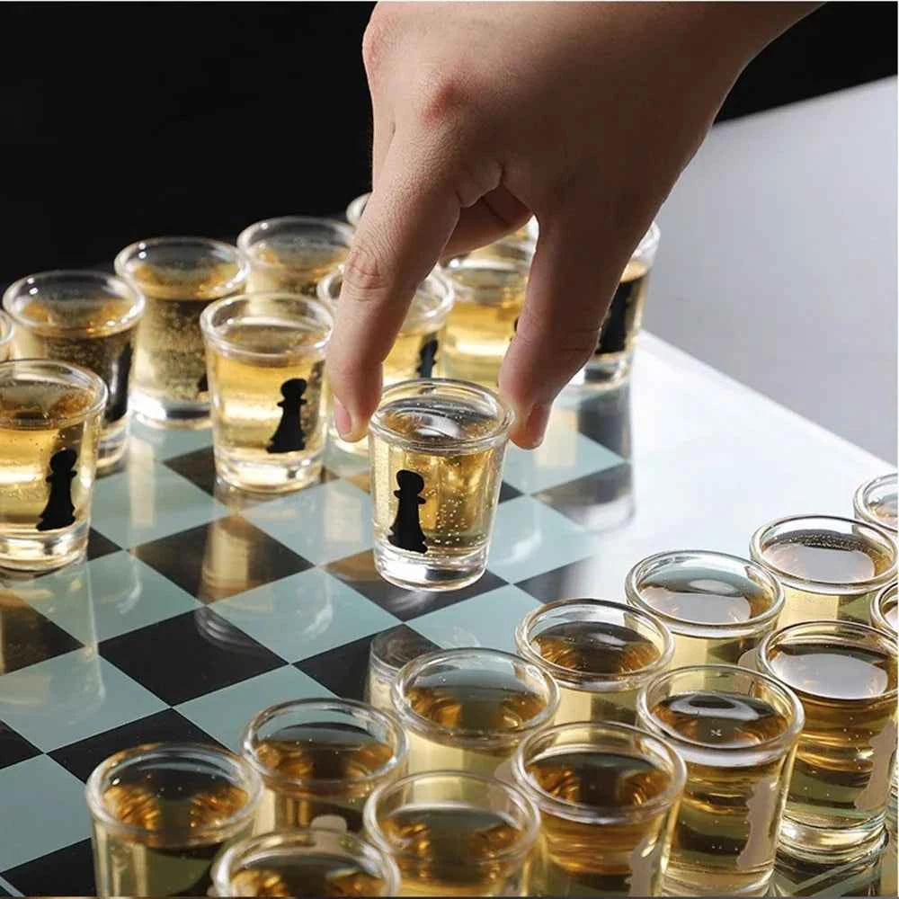 Bar Drinking Games Chess Game Set 35x35cm Party Favor With 32 Game Glasses Bar Entertainment Supplies