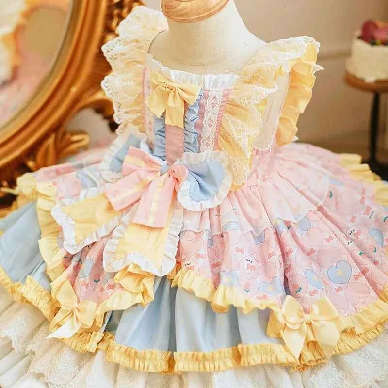 Pet Lolita Cosplay Costume Cute Princess Dress Cute Light Bow Tie Clothes Animals Role Play Outfit for Dogs Cat Holiday Party