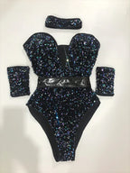 Women's Sequin Dance Bodysuit Costume for Dai & Chinese Folk Dance