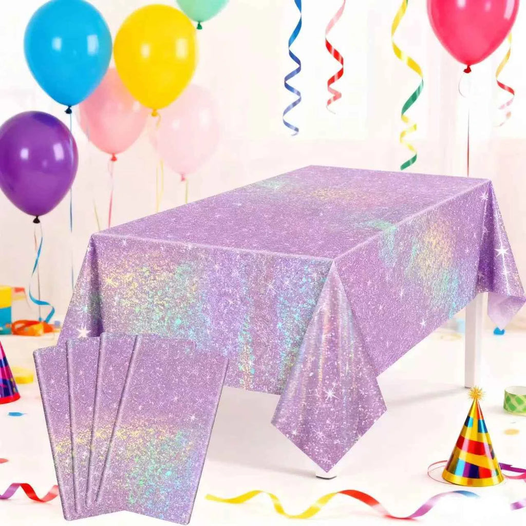 Birthday party Pink laser Disposable tablecloth aluminum rainbow decoration tablecloth for bachelorette party wedding supplies