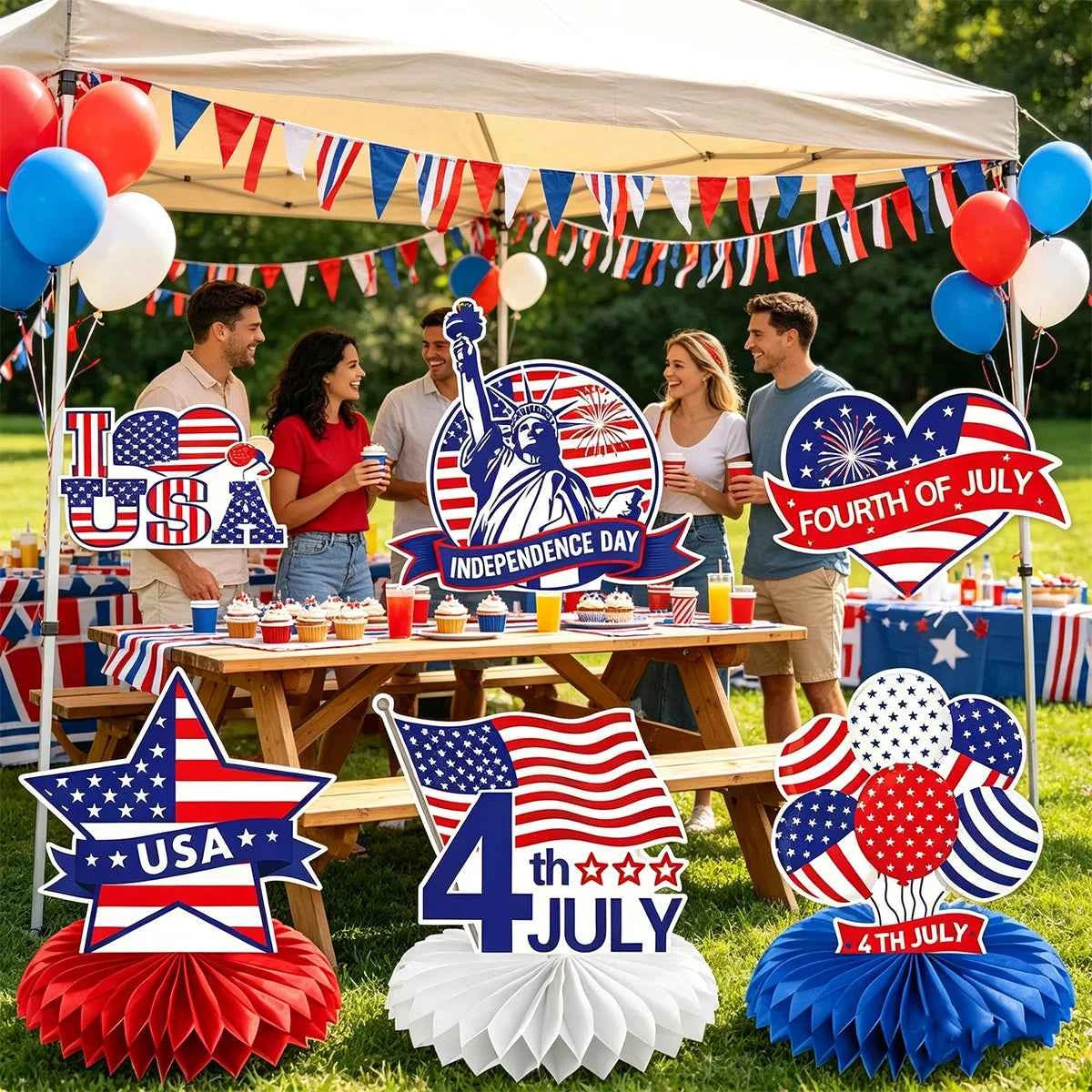 4th of July Table Centerpiece Patriotic Honeycomb Centerpieces Table Decorations Independence Day 250th Anniversary Party Decor