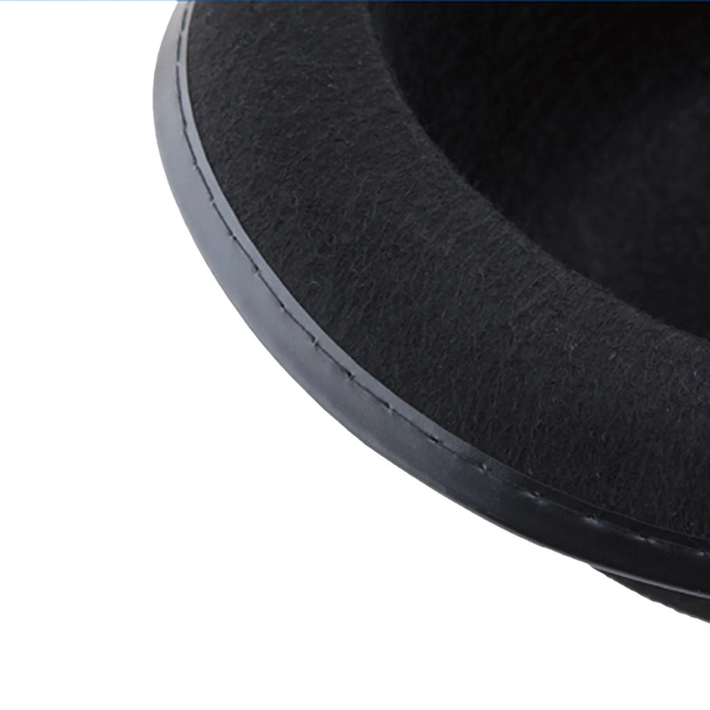 Pure Black Halloween Magic Hat With Hat Holder Cotton Bowler Hat Men'S Satin Hat Gentleman Clothing Gift For Men