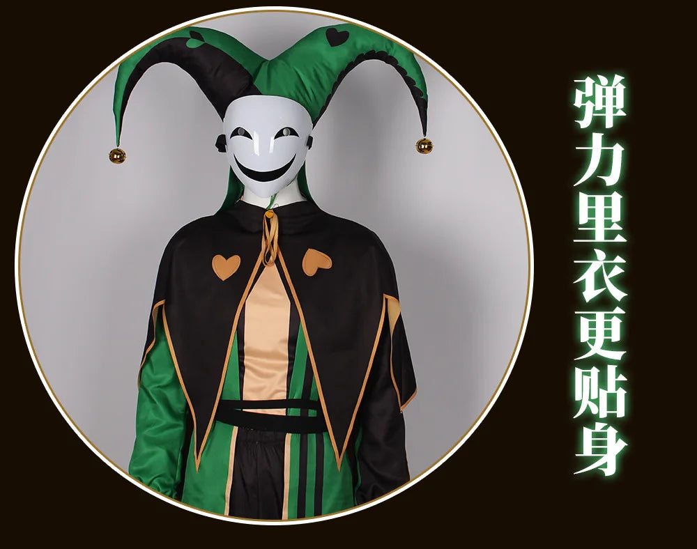 ‌Anime The Freak Circus Harlequin Cosplay Costume Adult Clown Top Pant Set Joker Uniform Halloween Costume Carnival for Adult