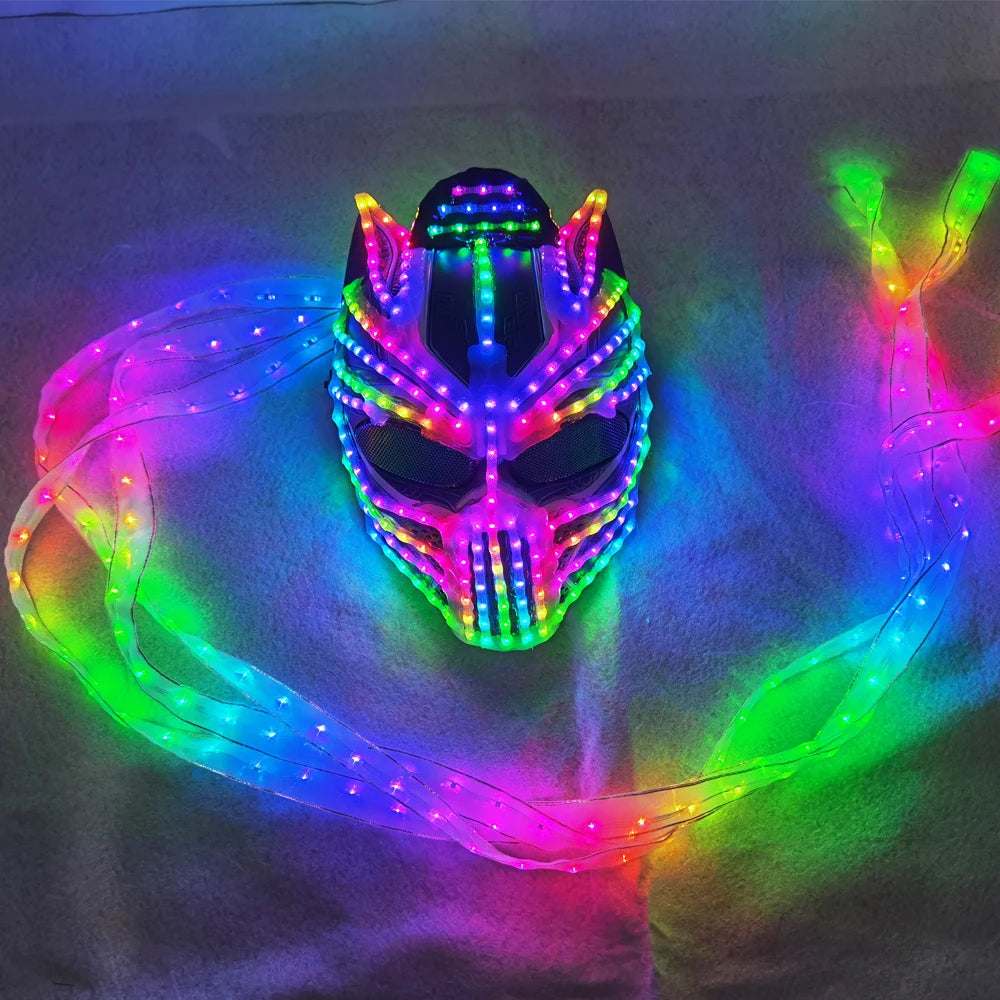 Female LED Helmet Monster Luminous Hat Light Illusion Cat Woman Black Panther Mask for Performance LED Robot Performance - Big Tim's Magic Emporium