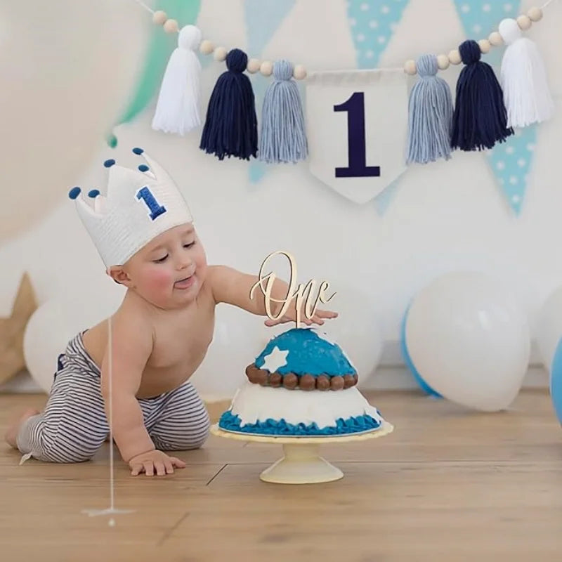 Baby Boy Girls First 1st Birthday Party Decorations Backdrop Wall Hangings Decorative for Kids Bedroom Nursery Wall Decor