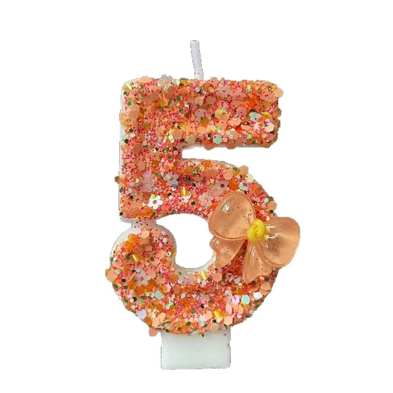 Birthday Candle Bow Orange Creative Ceremony Surprise Digital Decoration Candle Flower Style