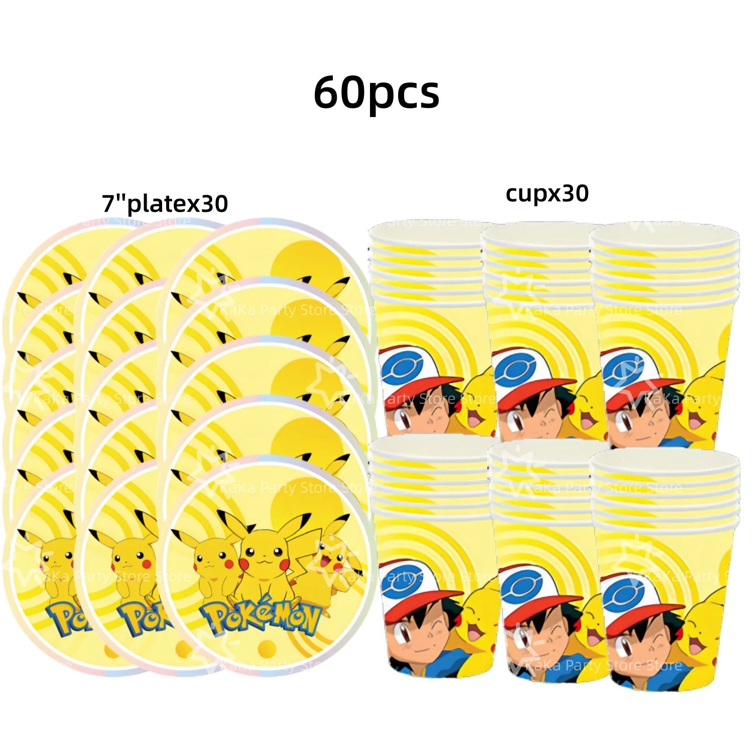 30people Pokemon Party Birthday Decoration Set Pokemon Party Plates and Cup Pikachu Paper Cup Pikachu Party Favours Supplies - Big Tim's Magic Emporium