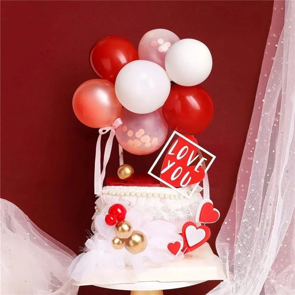 10pcs 5 Inch Balloon Cake Topper Confetti Balloon Birthday Party Dessert Decoration Baby Shower Wedding Decor Cake Supplies