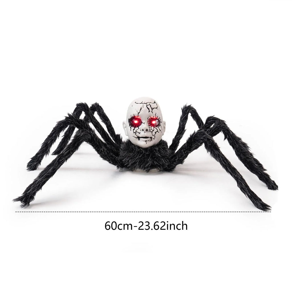 Animatronic Doll Face Spider Motion Activated Glowing Eyes Sound Control Halloween Scary Walking Toy Haunted House Prop