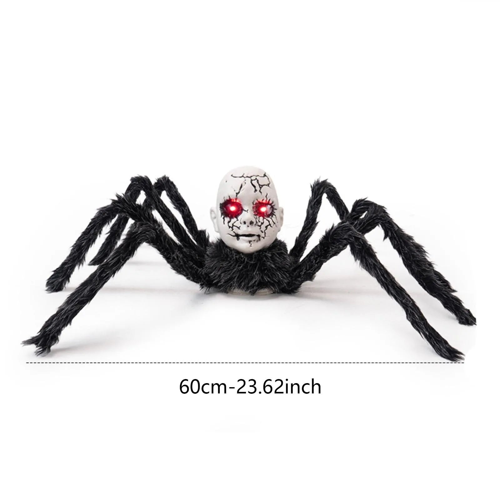 Animatronic Doll Face Spider Motion Activated Glowing Eyes Sound Control Halloween Scary Walking Toy Haunted House Prop