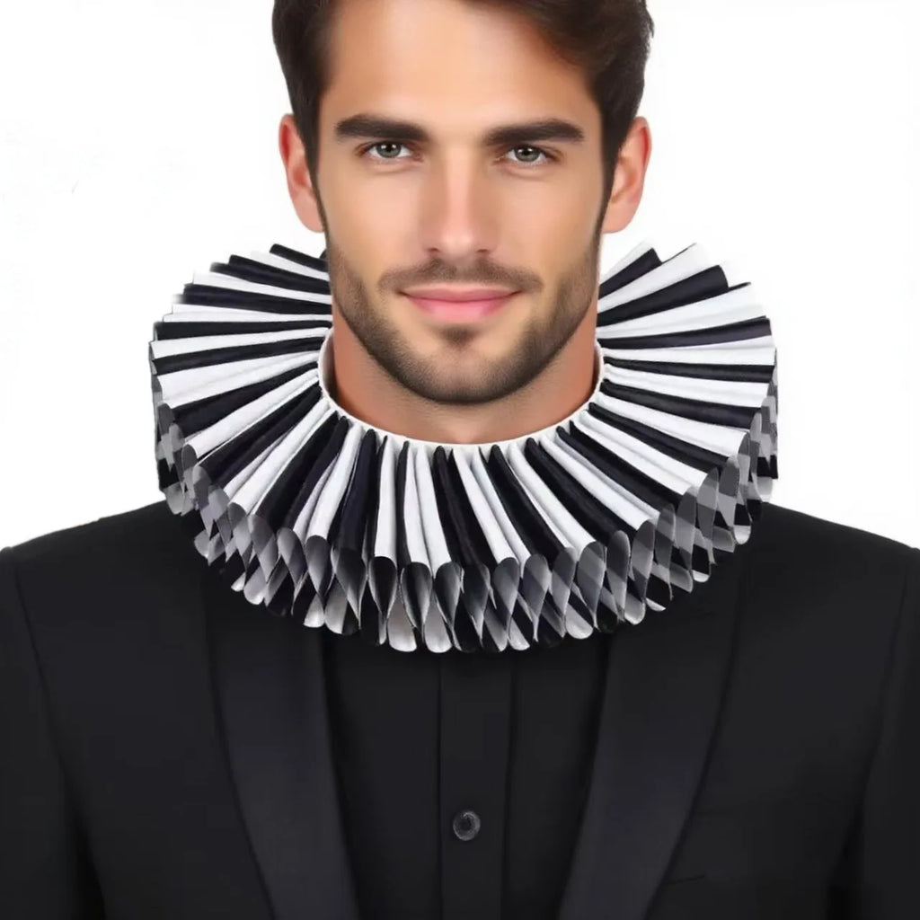 Clown exaggerated Raf's fake collar European and American men and women black and white striped collar scarf photography props - Big Tim's Magic Emporium
