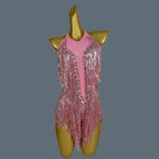 Crystal Sequin Tassel Bodysuit Dance Performance Stage Costume Leotard