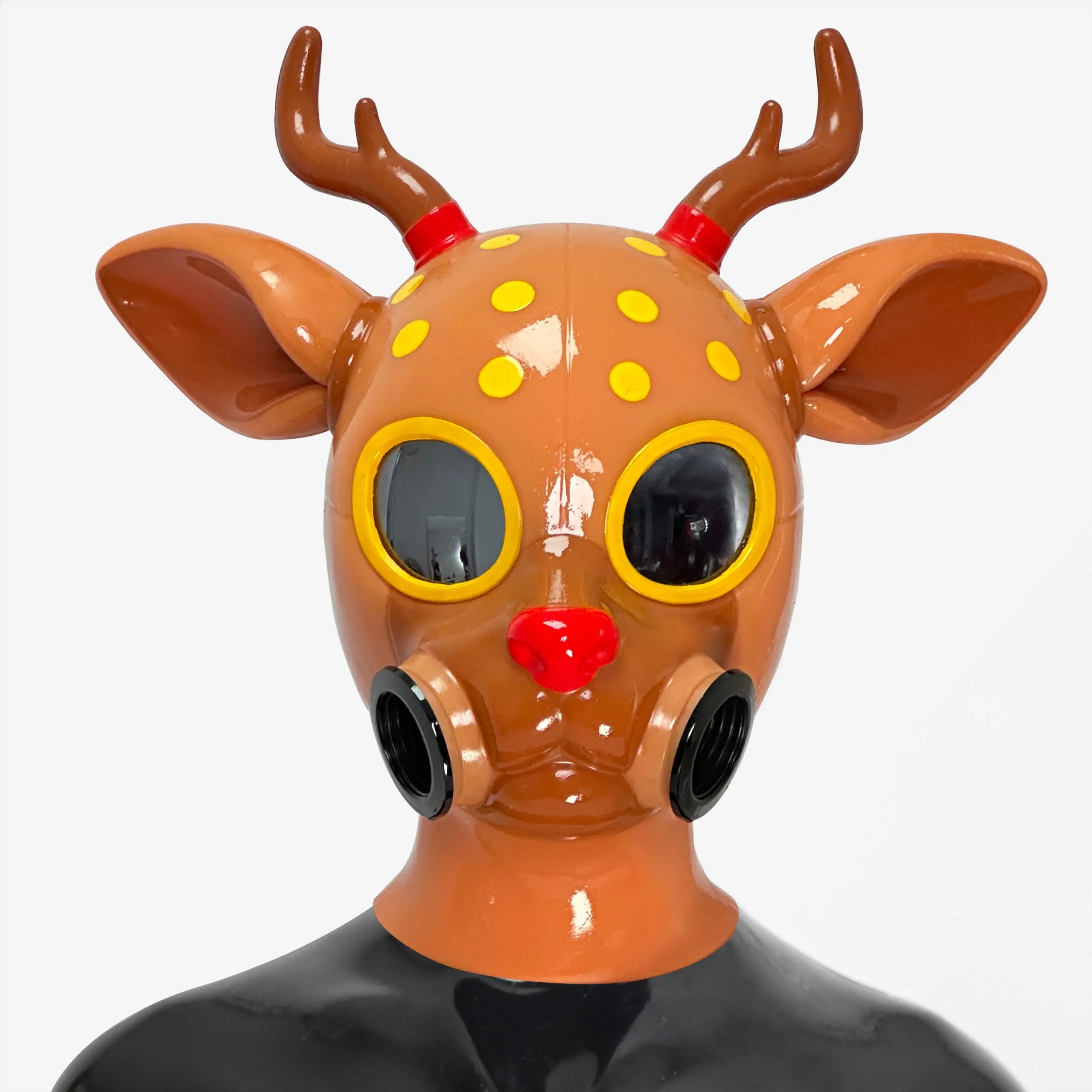 Feturax Silicone Stag Gas Mask Whole Black Color Hood for Cosplay Costumes Full Head with Eyes Glasses - Big Tim's Magic Emporium