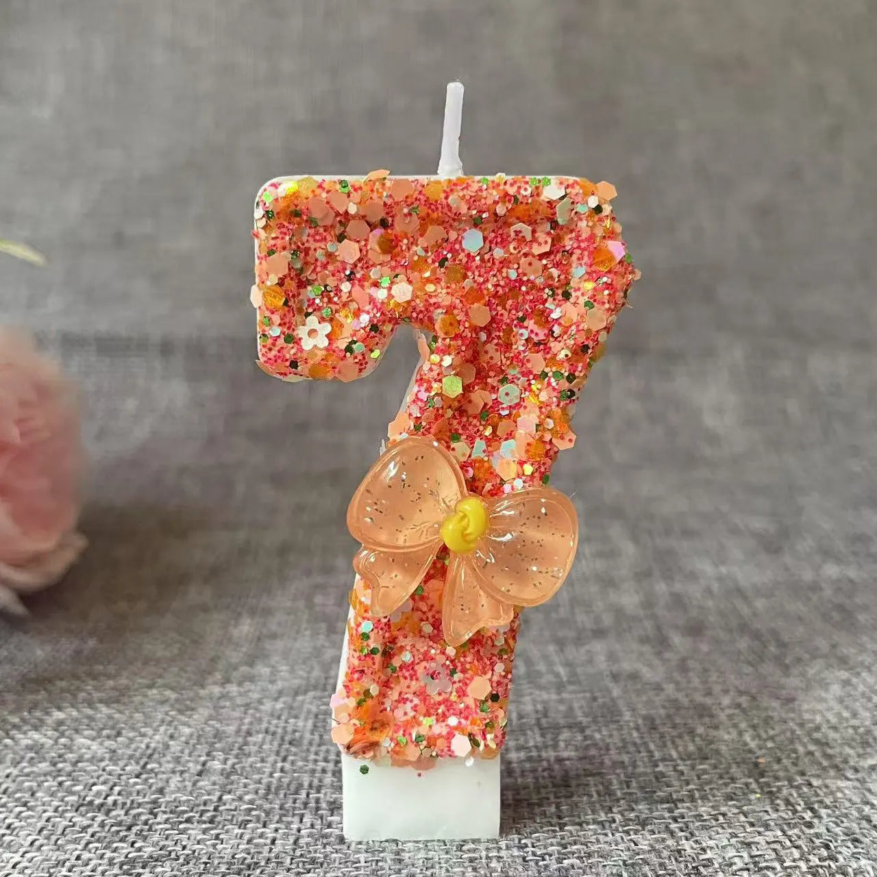 Birthday Candle Bow Orange Creative Ceremony Surprise Digital Decoration Candle Flower Style