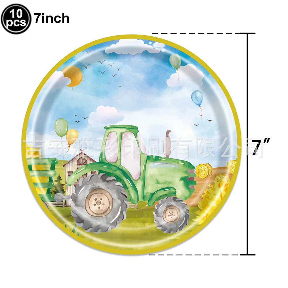 Tractor Party Paper Plates Cups Napkins Banner Tractor Birthday Party Supplies Tractor Themed Party Decor for Party Farm Party - Big Tim's Magic Emporium
