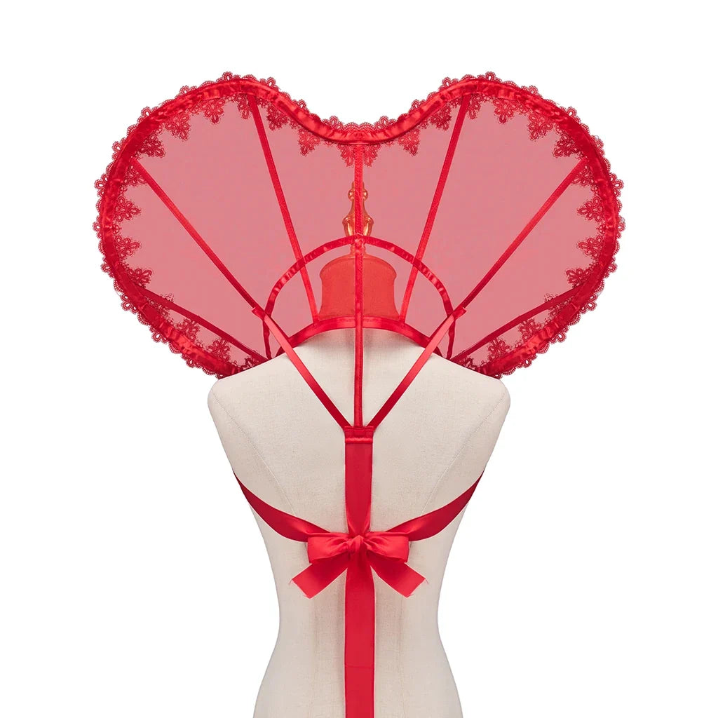 Heart-Shaped Standing Lace Medici Collar Gothic Queen Elizabeth Boned Neckpiece