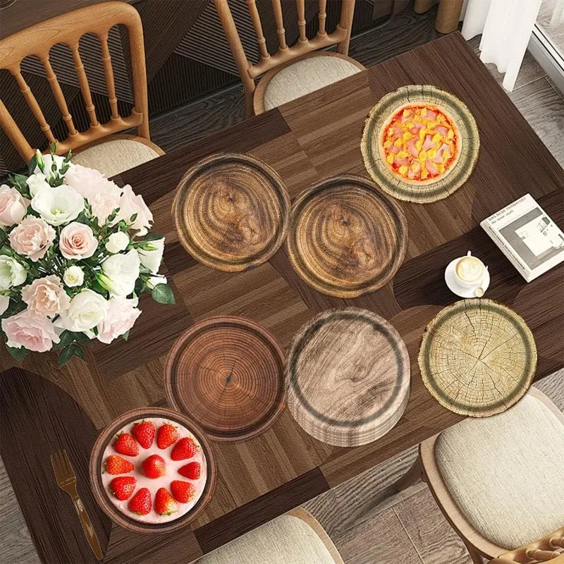 20Pcs Disposable Party Plates, Retro Wood Grain Design, 7 & 9 Inch Paper Plates for Birthday, Holiday, Picnic, Home Use - Big Tim's Magic Emporium