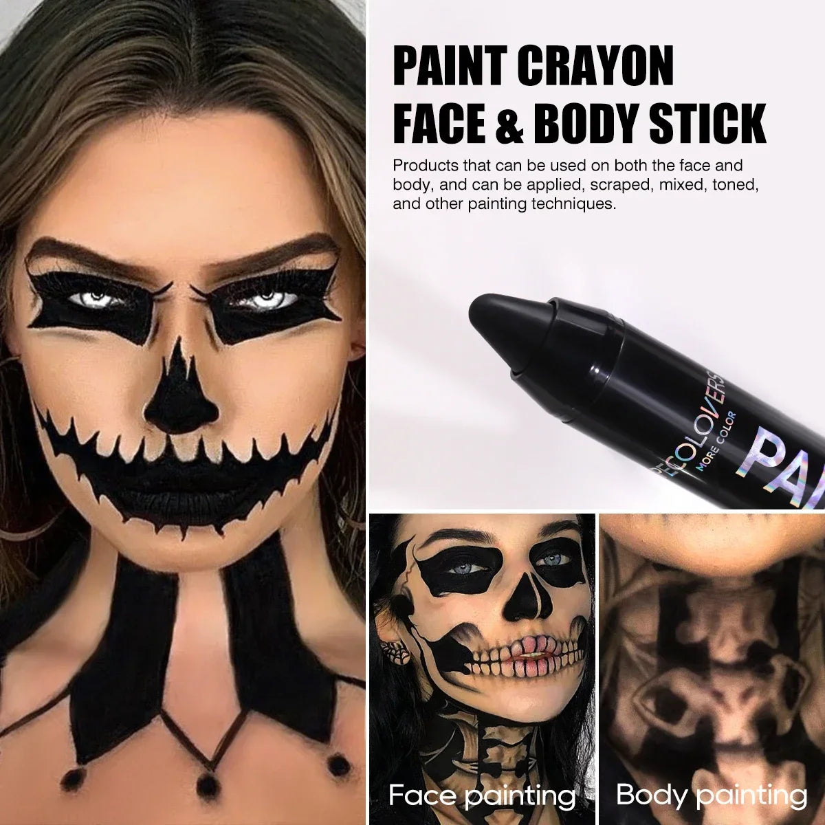 1PC Face and Body Paint Sticks - Sweatproof,  Long-lasting, Matte Finish, Multi-color Suitable for Parties