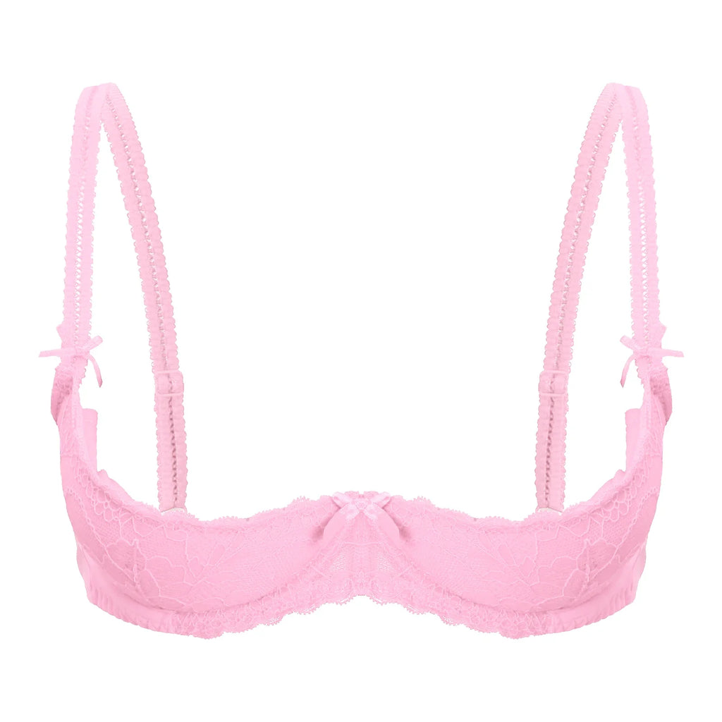 Lace Underwire Half-Cup Push-Up Bra