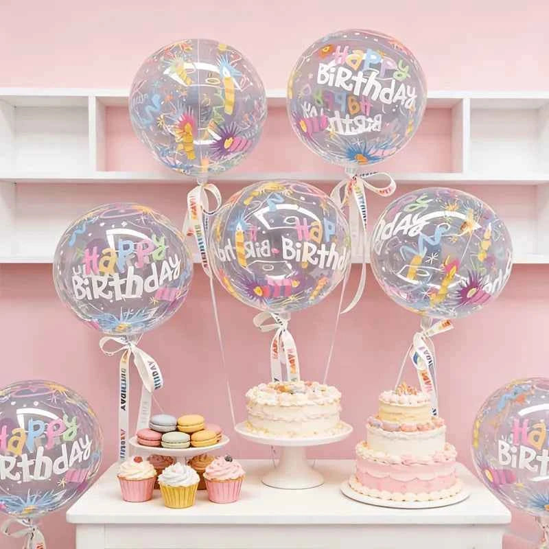 5/10 Colorful Happy Birthday Bobo Balloons Clear Round Transparent Bubble Balloons Mixed Color for Wedding Birthday Party Decor