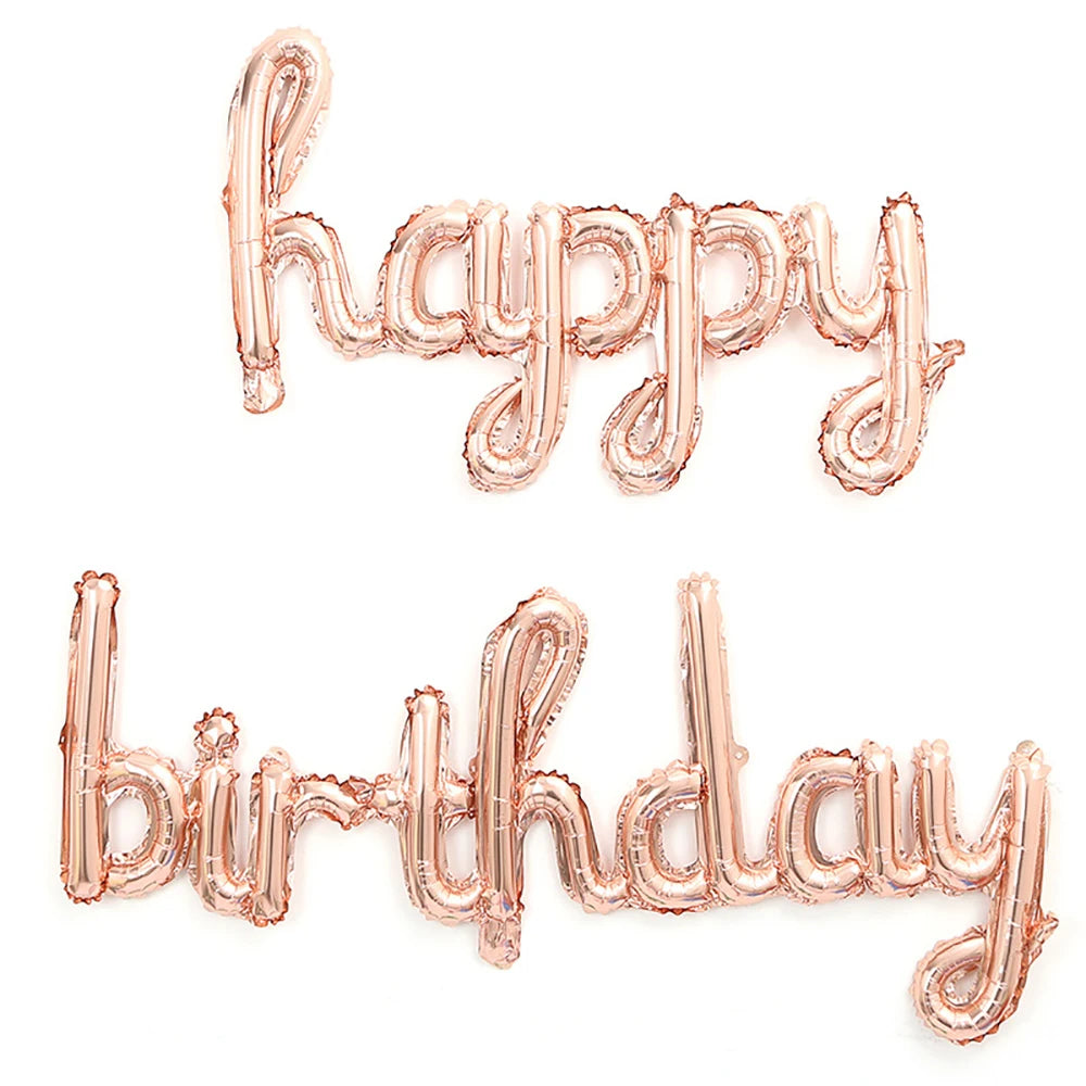 2pcs/Pack Black Pink Happy Birthday Balloons Aluminum Foil Party Decorations DIY Home Accessories for Birthday Celebrations