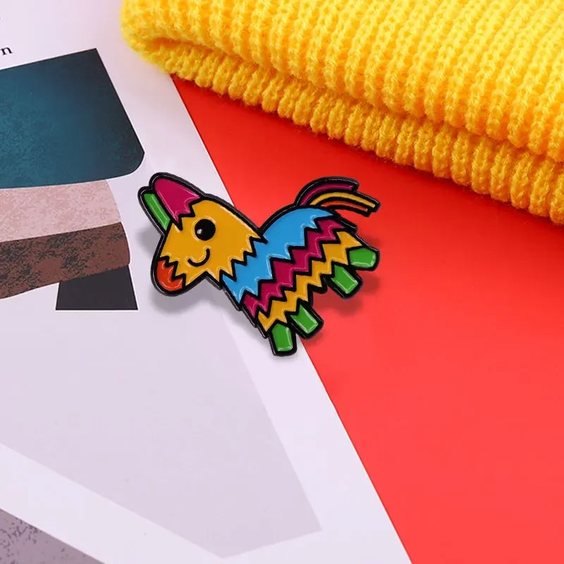 Multicolor Donkey Pinata Enamel Pin Badge Rainbow Pinatas for Kids Game Party Fashion Jewelry