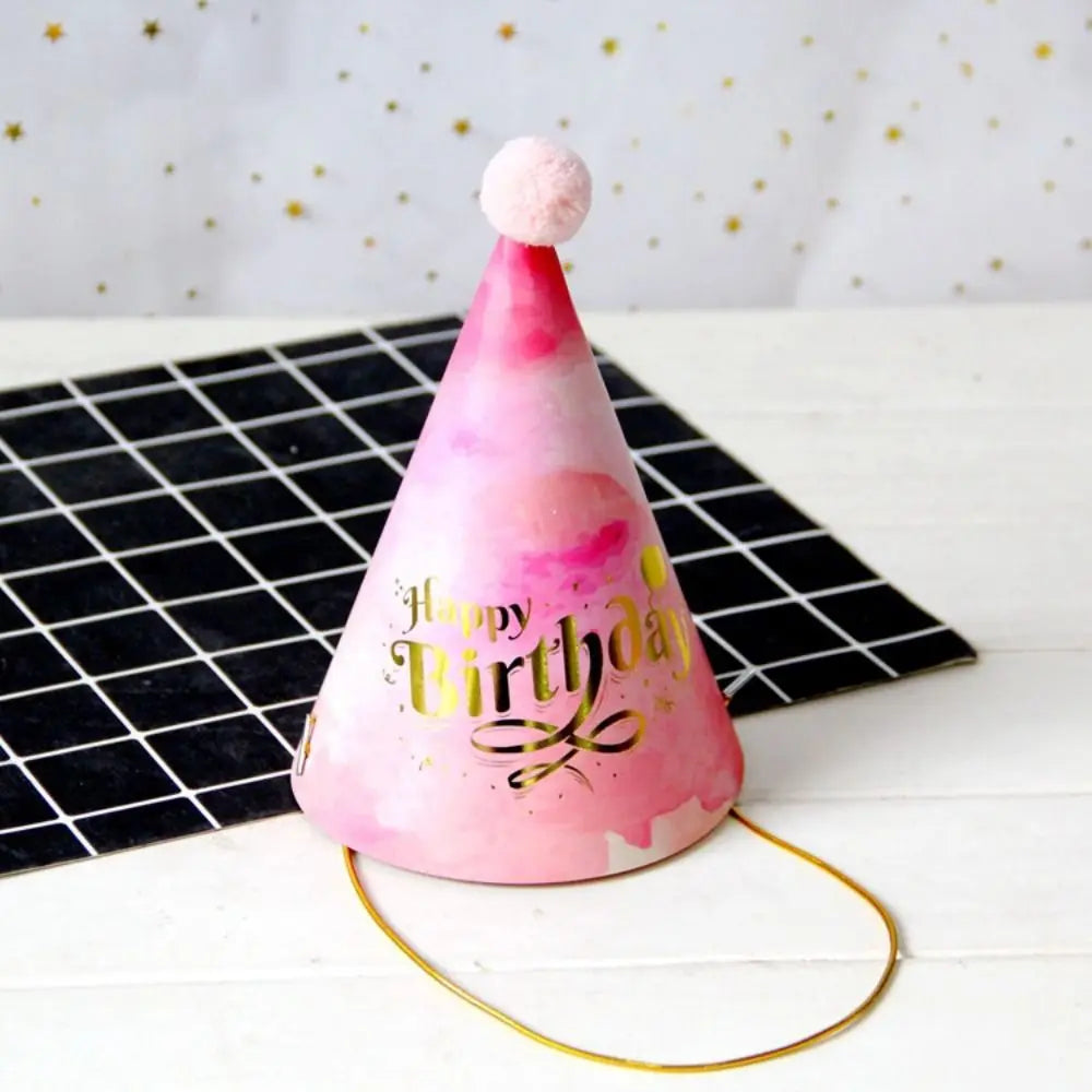 Happy Birthday Party Hats DIY Handmade Cap Crown Baby Shower Decoration Boy Girl Birthday Party Photo Props